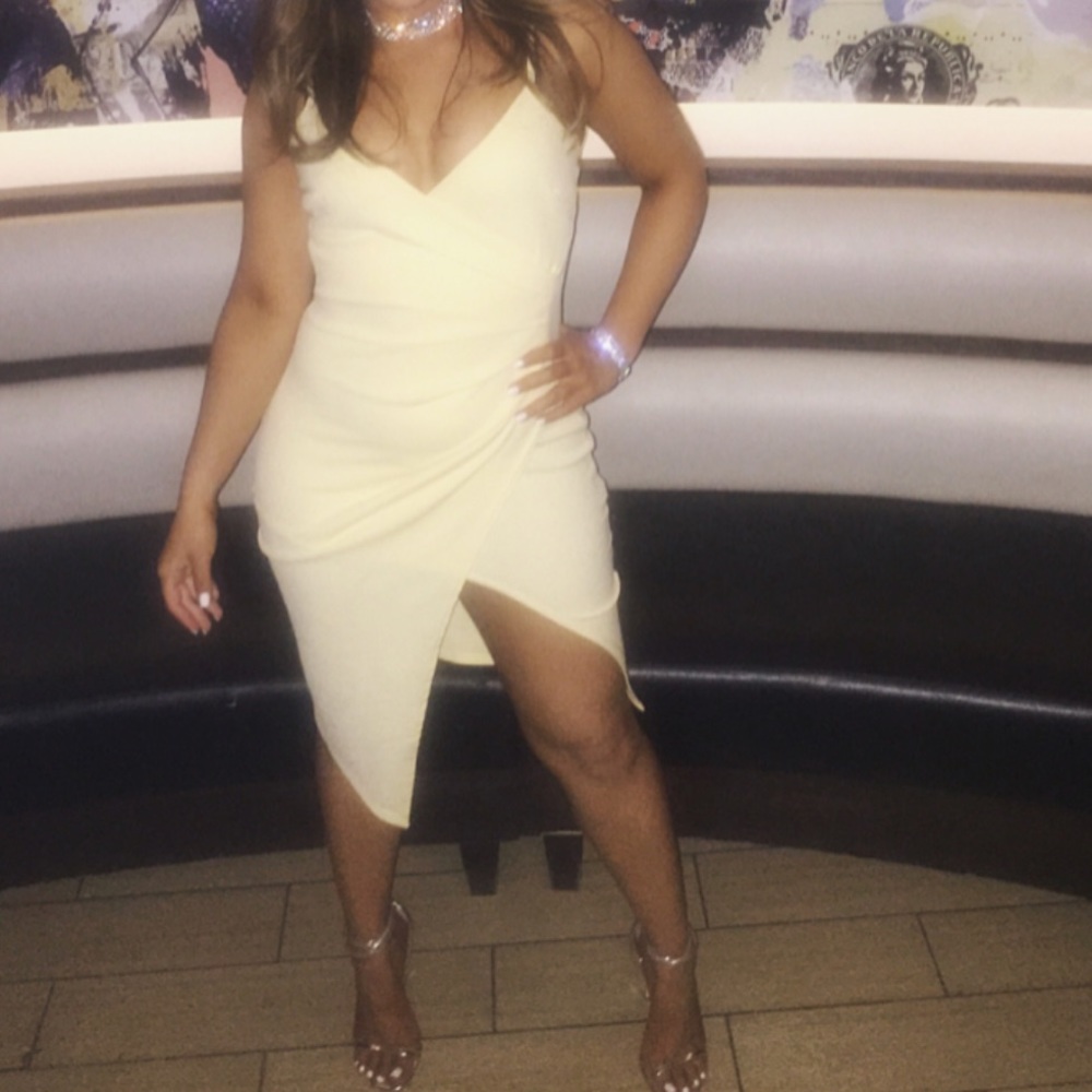 pretty little thing pale yellow dress